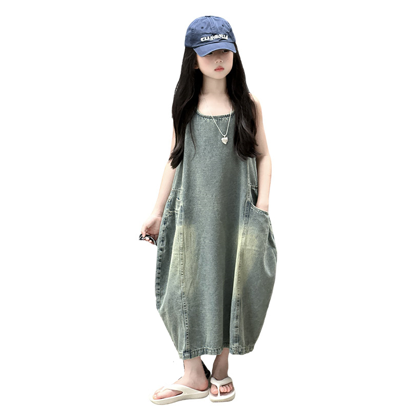 Summer Clothing Vintage - Gaun Denim Tanpa Lengan Kualitas Tinggi