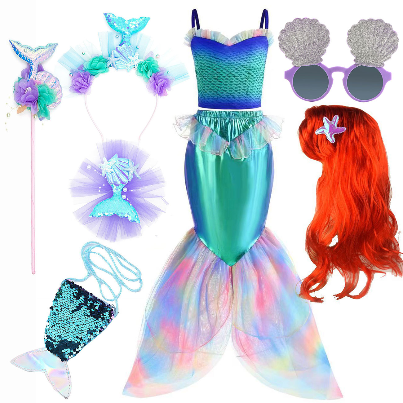 Summer Clothing For Kids Girls - Kostum Berdandan Putri Duyung Disney Cosplay