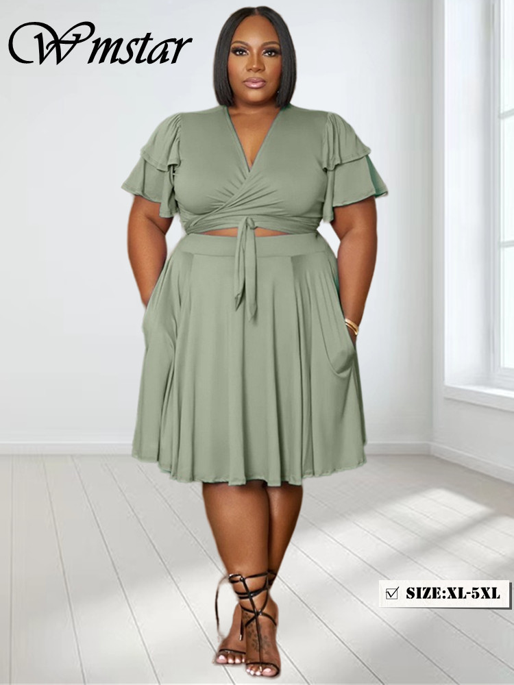 Summer Clothing Bundle - Wmstar 2 potong pakaian wanita leher