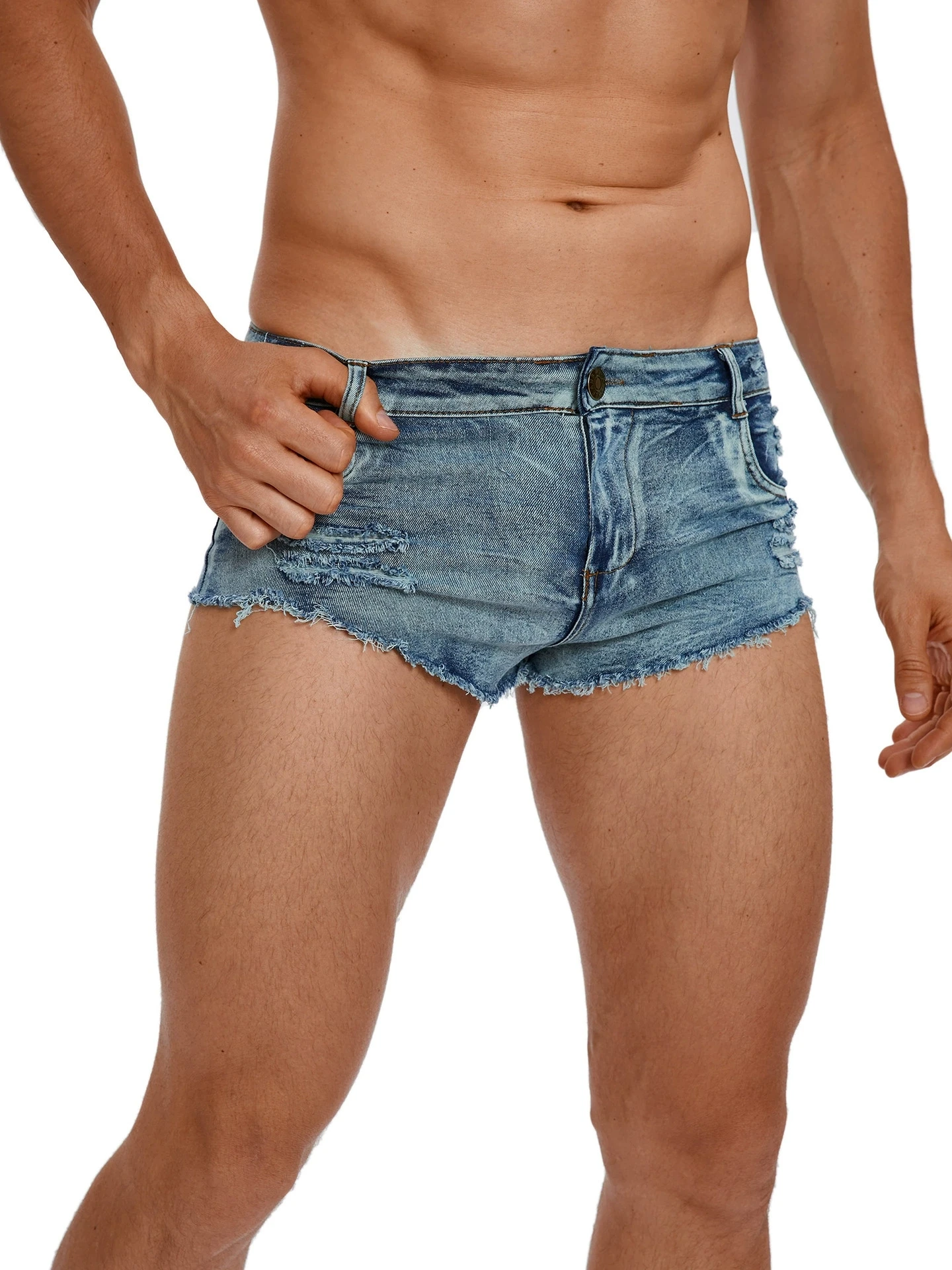 Summer Clothing Vintage - Celana Pendek Jeans Pinggang Rendah Pria