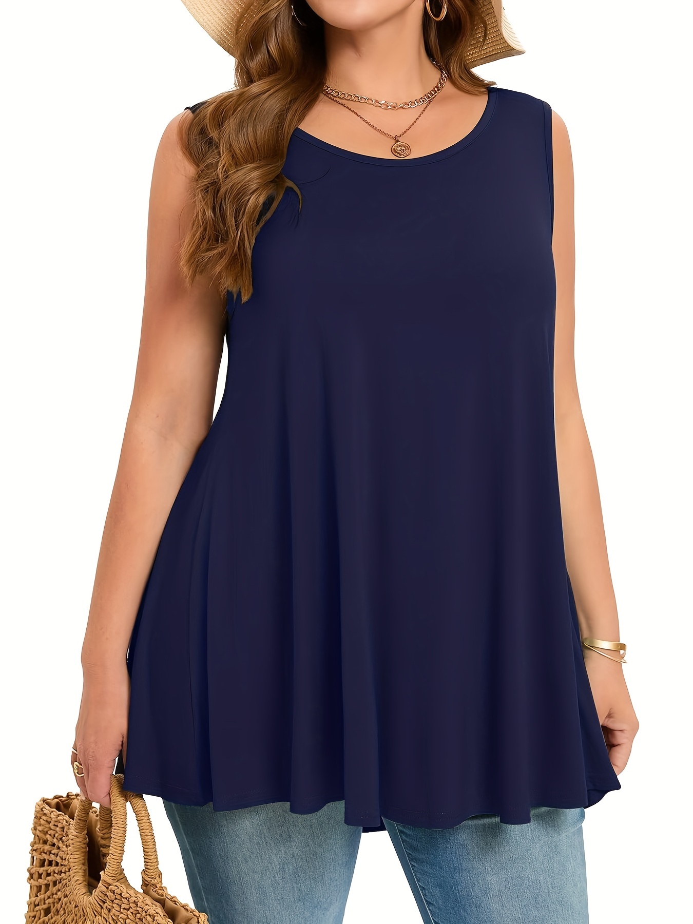 Plus Size Simple Solid Tank To - Summer Upf Clothing ulasan dan harga