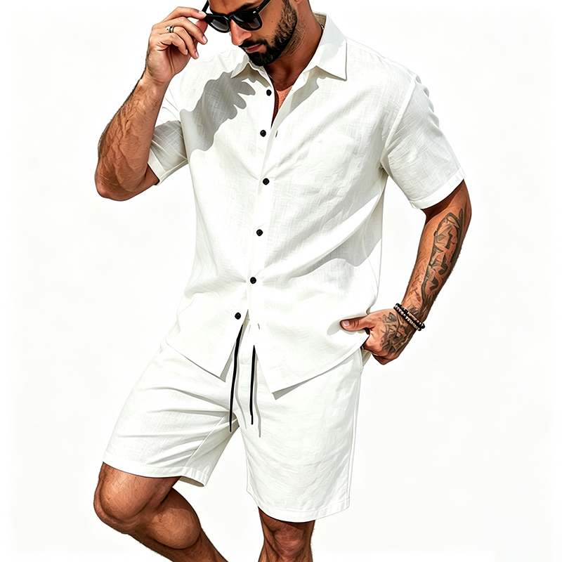 Pakaian Linen Pria Dua Potong  - Summer Clothing Outfits ulasan dan harga
