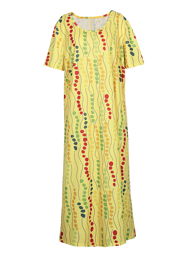 Gaun Midi Bermotif Kuning Ukur - Summer Upf Clothing ulasan dan harga