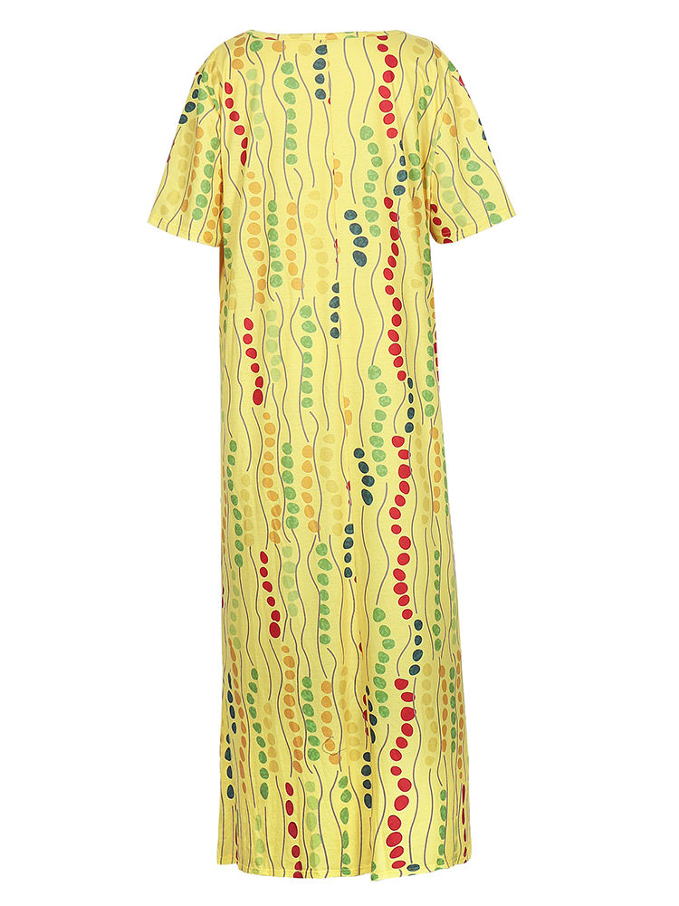 Gaun Midi Bermotif Kuning Ukur - Summer Upf Clothing ulasan dan harga